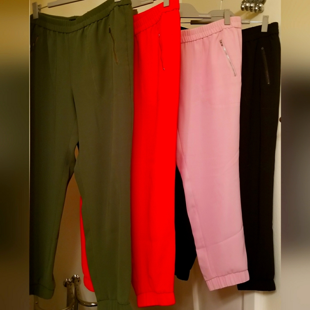 FOUR PAIRS of J. Crew Turner pants (aka joggers) in luxe poly crepe material